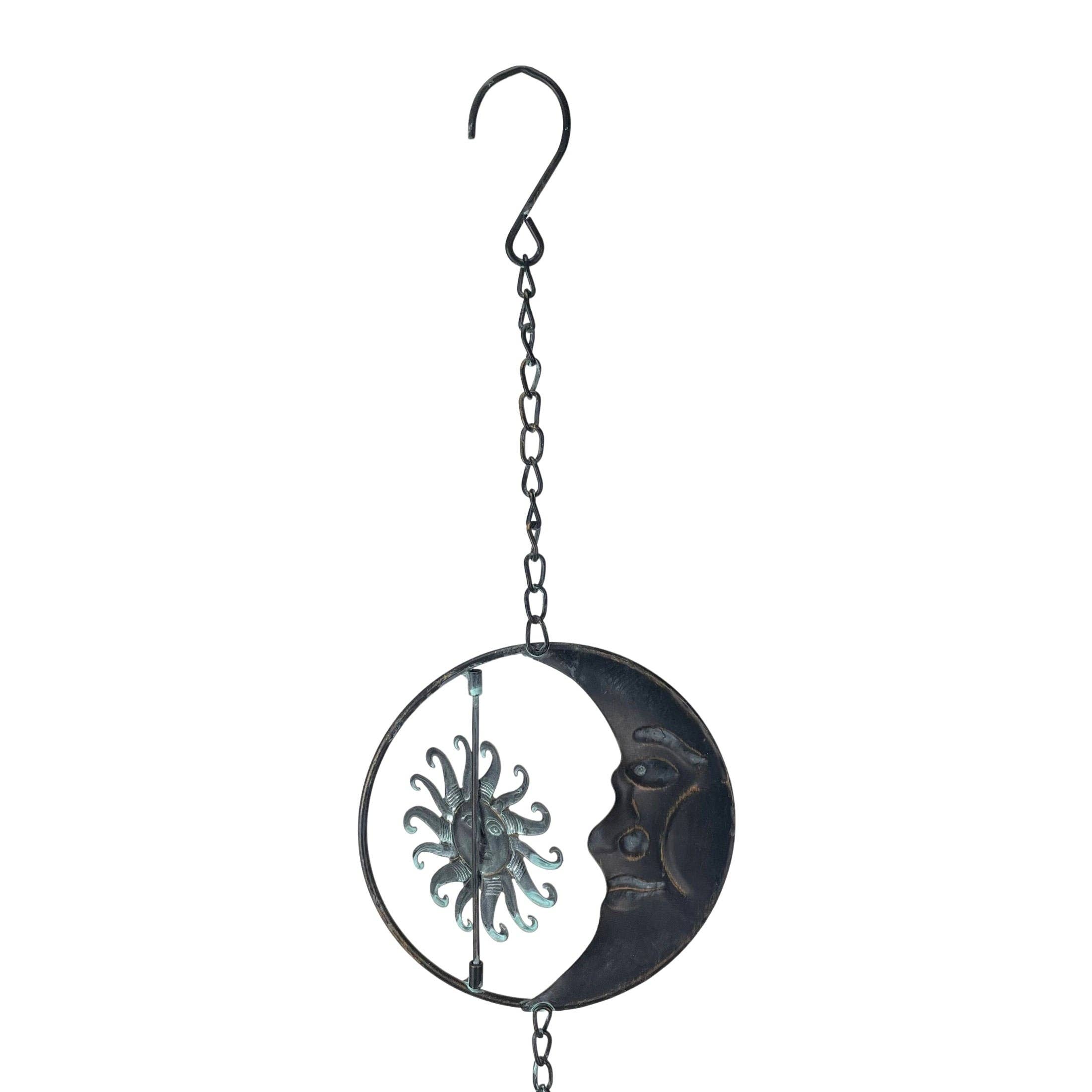 Zeckos - Wholesale Outdoor Ornament/Decor - 80-Inch Metal Rain Chain with Celestial Crescent Moon & Sun21