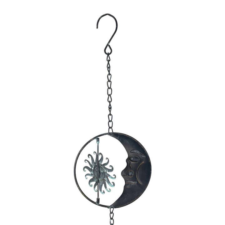 Zeckos - Wholesale Outdoor Ornament/Decor - 80-Inch Metal Rain Chain with Celestial Crescent Moon & Sun21
