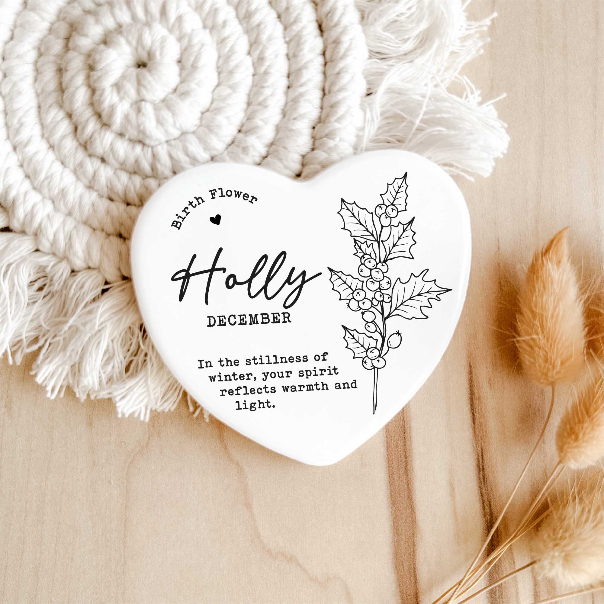 Tsuki Box - Vendita all'ingrosso Calamite - Magnete Fiore di Nascita – Agrifoglio - Dicembre | Cuore in Ceramica1