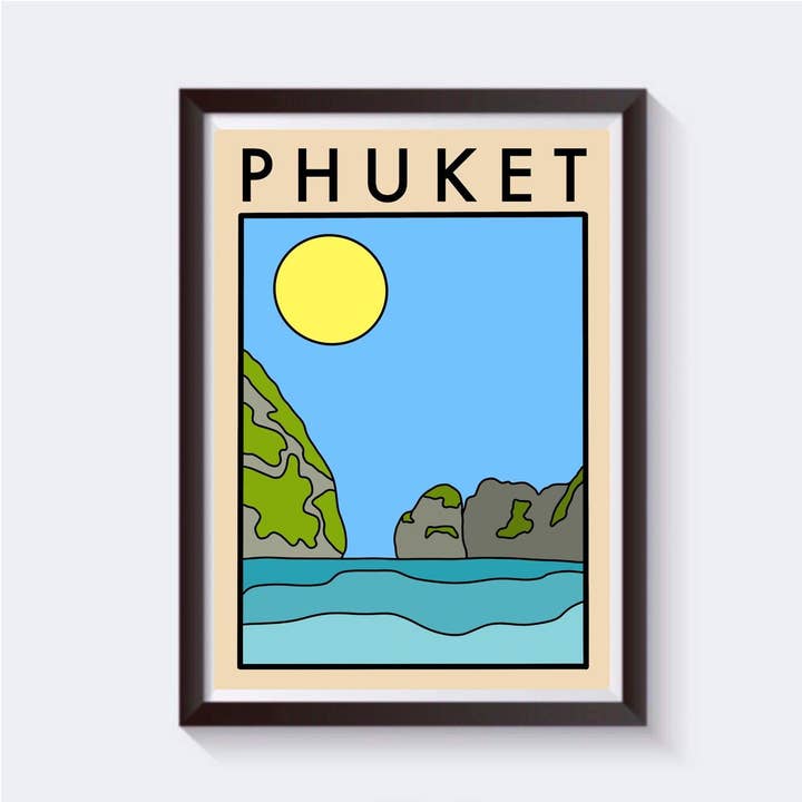 Minimalistisk Phuket Travel Print - Fås i 6 størrelser for engroshandel hos 2 Sisters
