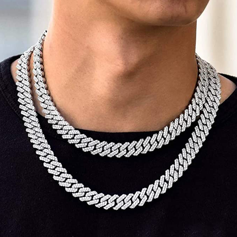 EMESLY - Wholesale Link & Chain Necklace - 15mm Solid Miami Cuban Link Chain Silver Necklace2