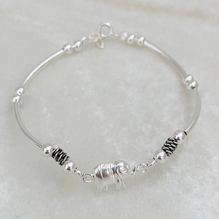 Bracciale in argento con elefante, braccialetto a sfere, braccialetto con perline per la vendita all'ingrosso da parte di Housegoldjewelry