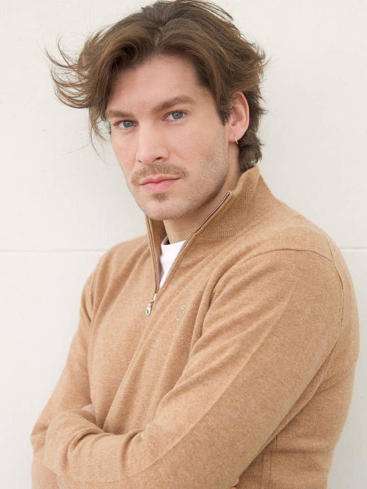 Bel Cashmere S.C. - Wholesale Sweatshirt - Men's - Men’s Zip-Up Cashmere Sweater – Camel1