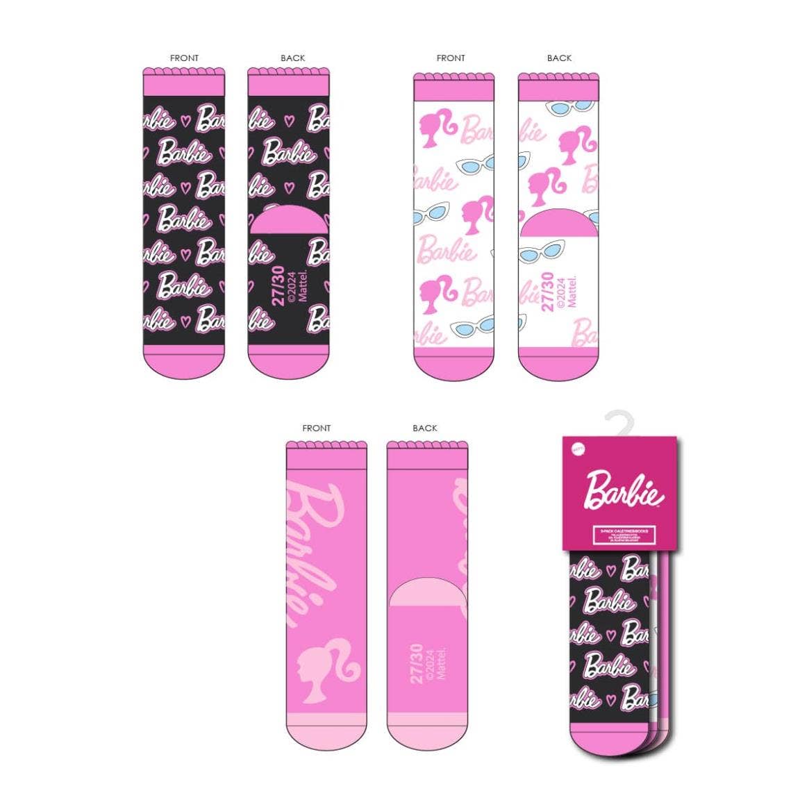 Mastoys, S.L. - Wholesale Socks - Unisex - BARBIE 3-PIECE SOCKS PACK - 29000024850