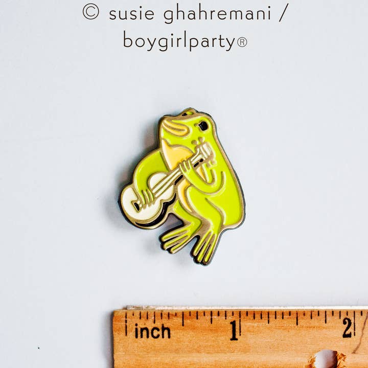 Boygirlparty – Alfinete/botão de lapela por atacado – Pino de esmalte Ukelele Frog, pino de lapela de guitarra sapo Boygirlparty