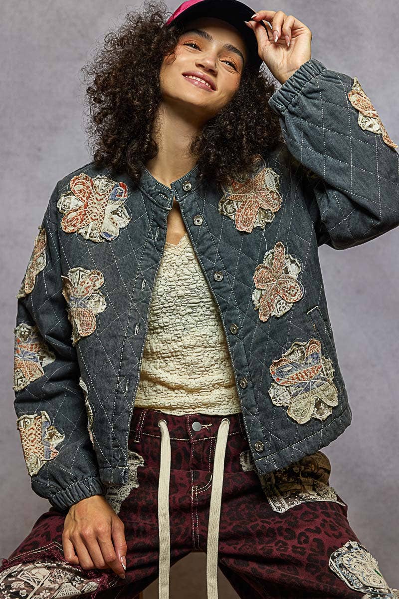 Pol Clothing - Wholesale Jacket - Women's - Mock neck balloon sleeve oversized fit quilted Jacket20