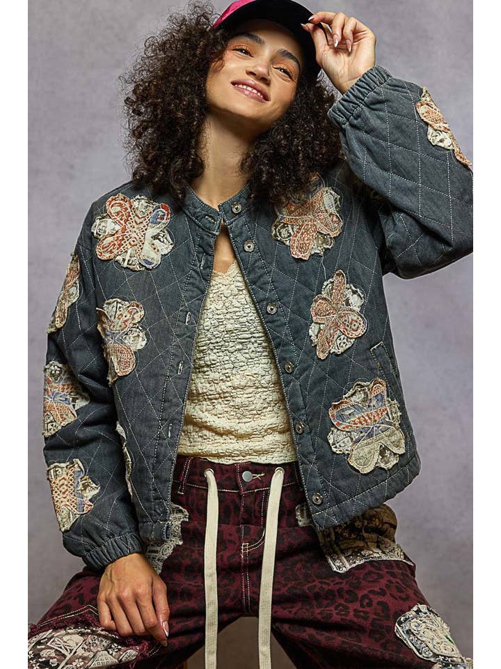 Pol Clothing - Wholesale Jacket - Women's - Mock neck balloon sleeve oversized fit quilted Jacket20