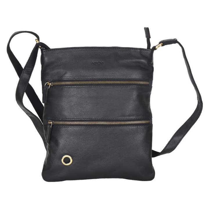 Hondenuitlaat-schoudertas van leer NJ-26 Lissabon 1045 Zwart voor wholesale door Nijens