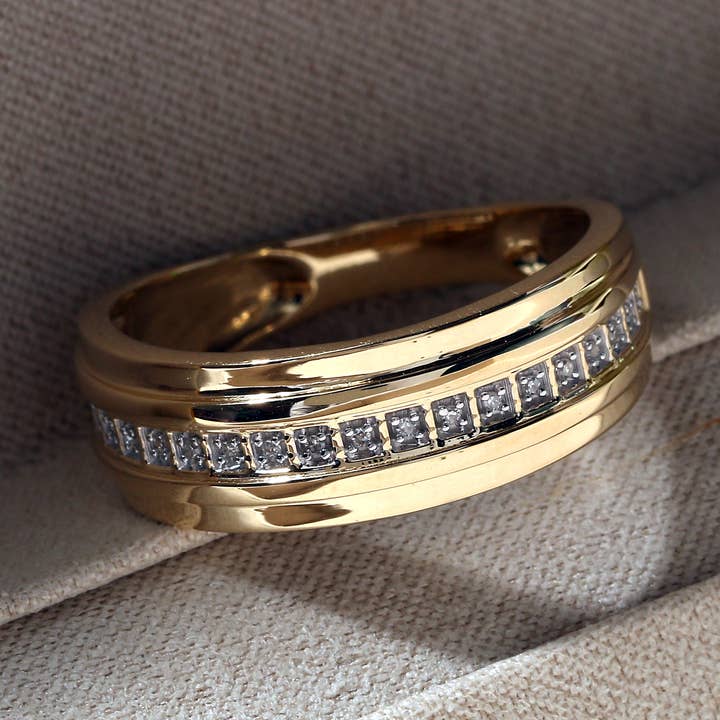 1/20ct TDW Diamond Ring in 10K Gold for Men for wholesale by De Couer New York
