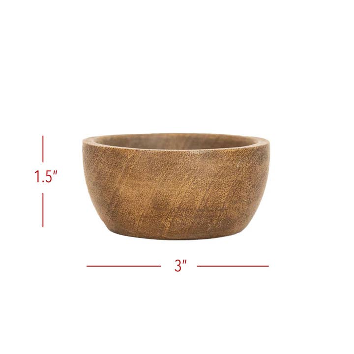 Foreside Home & Garden - Wholesale Condiment/Dip Bowl - Ashton Set 3 Wood Pinch Bowls With Leather Tie7