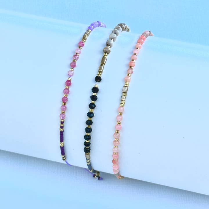 Picki Nicki – wholesale Beaded bracelet – Gemstone Beaded Stacking Bracelet with Obsidian & Quartz2