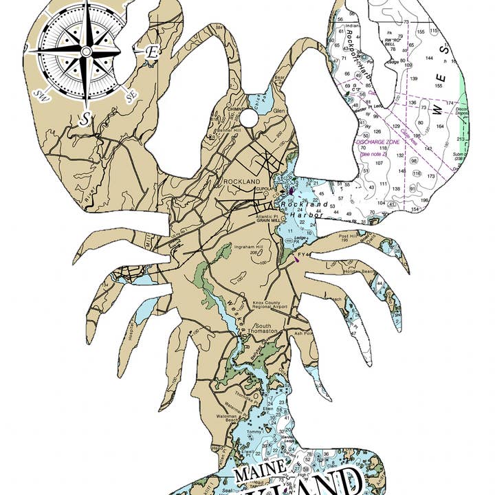 Lobster Shaped Wood Ornament- Custom Location for wholesale by Map Mom