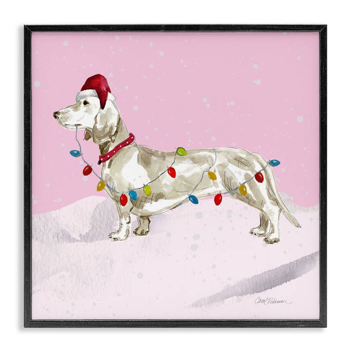 Christmas Lights Dachshund Framed Giclee for wholesale by Stupell Industries