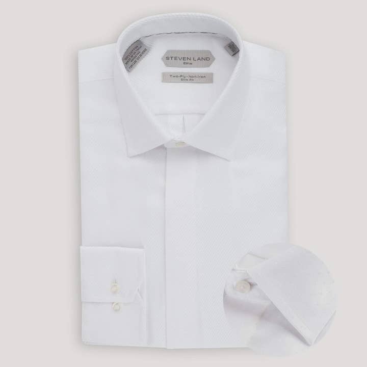 L'Opulence | Coton Double Tissé | Poignet à Boutons | Blanc pour la vente par Steven Land