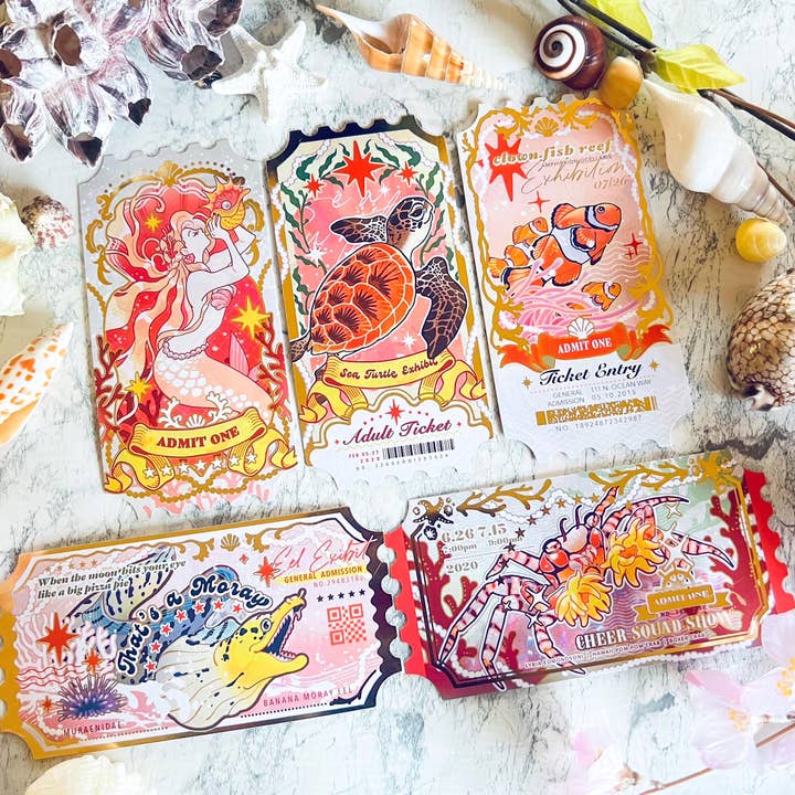 Coral Ticket Postcard for wholesale by Pegushi