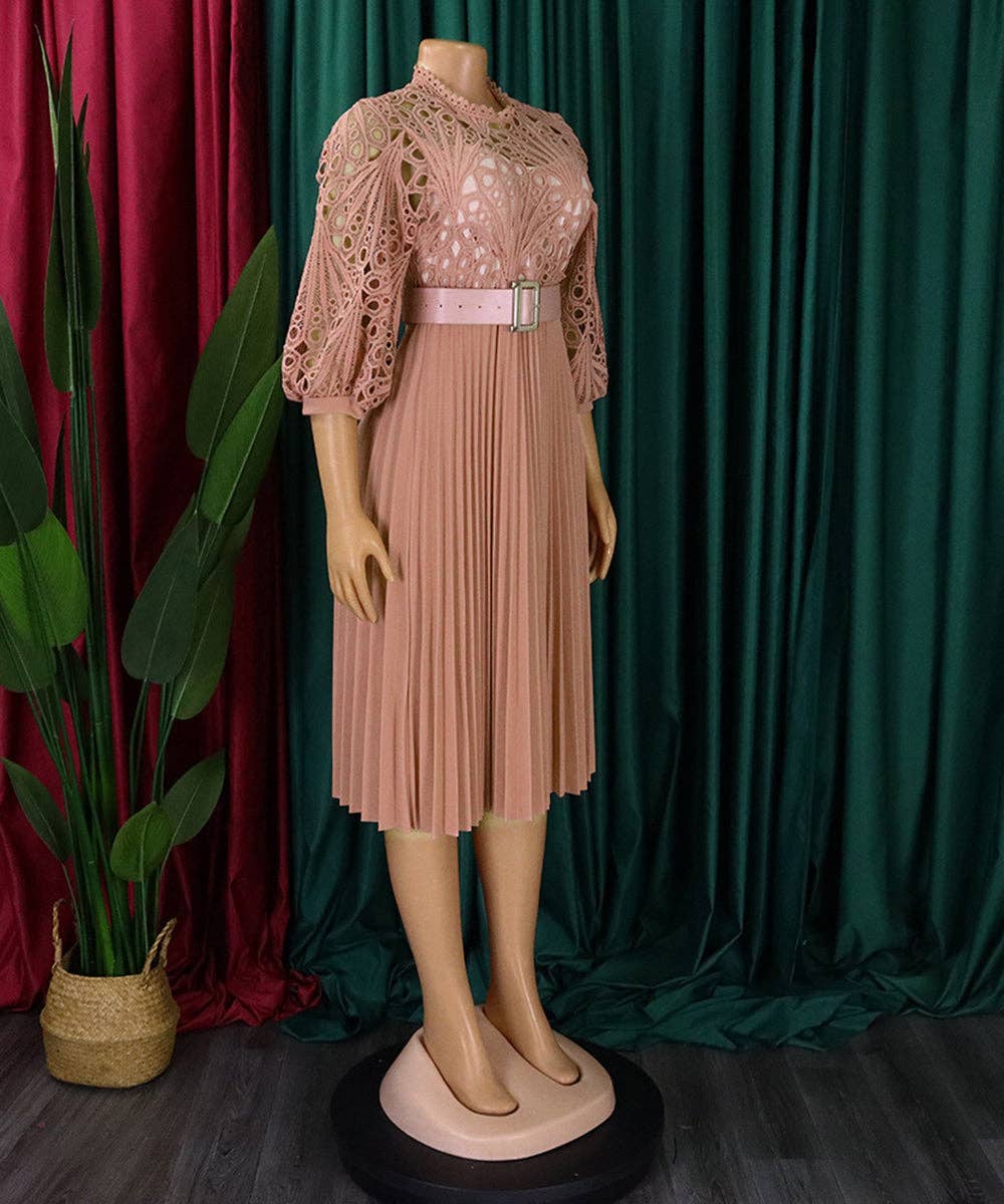 Aria Romance – Großhandel Kleid – Damen – Spitzenhäkelkleid mit Hohlfalten7