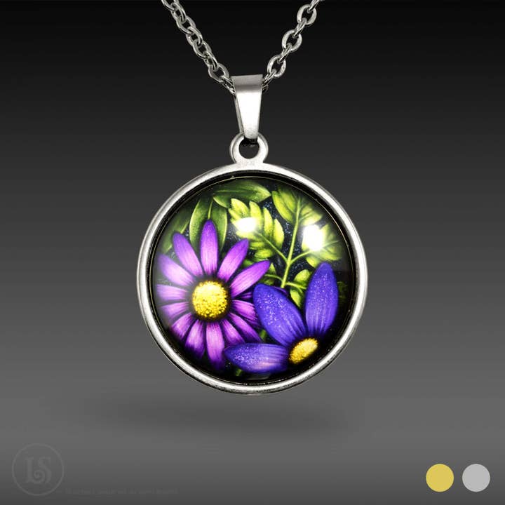 Floral Dreams Purple, Large Pendant or Choker for wholesale by Liz Sabol Jewelry Art