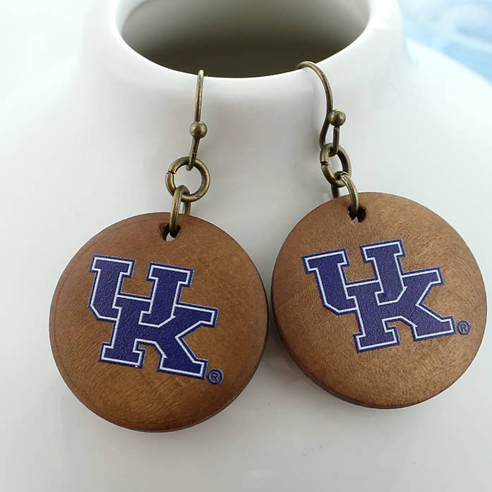 Kentucky Logo Wood Disc Earrings for wholesale by Seasons Jewelry