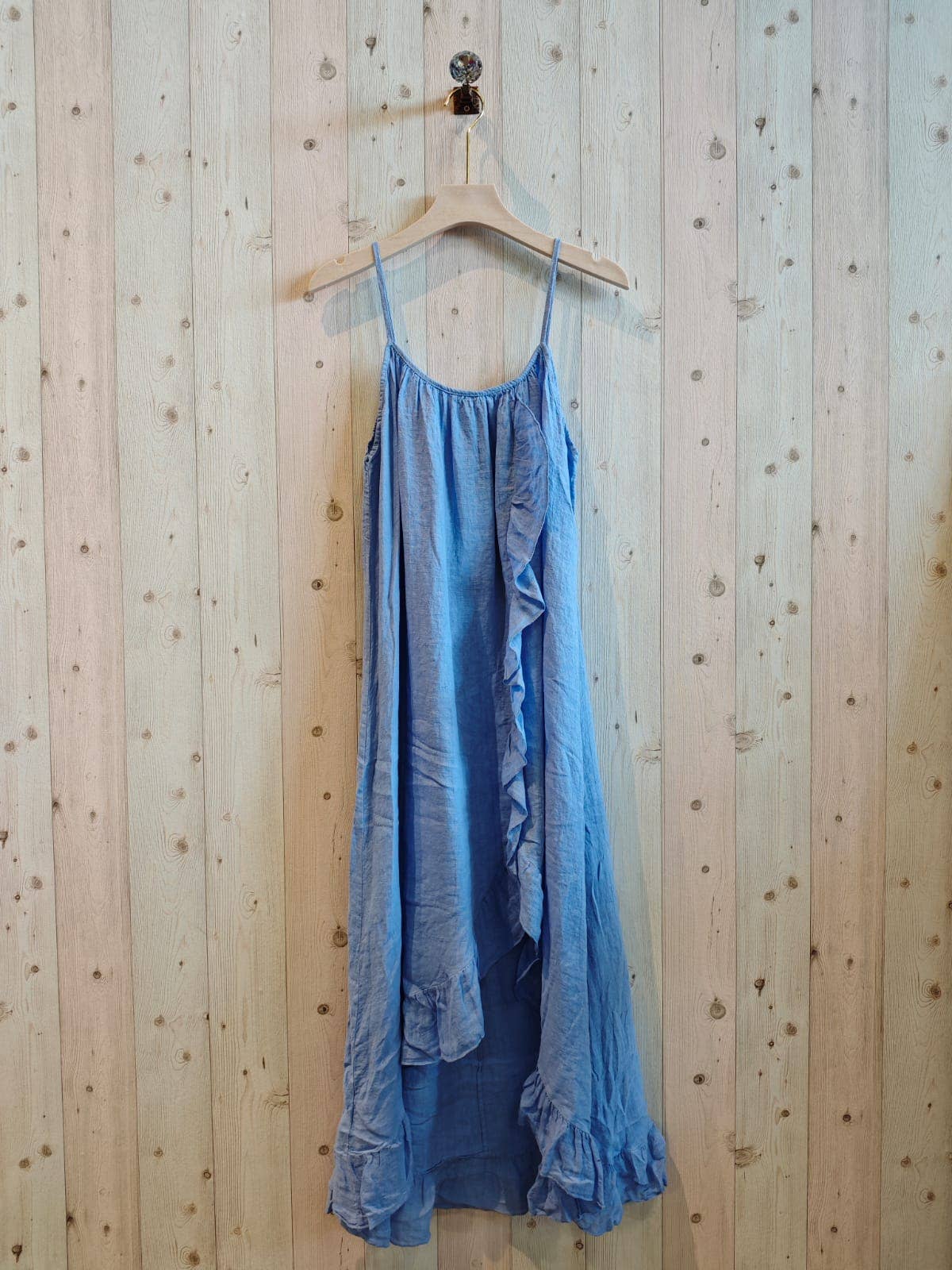 Linen & More - Wholesale Dress - Women's - REF 17621 DRESS WITH RUFFLE STRAP 100% LINEN12