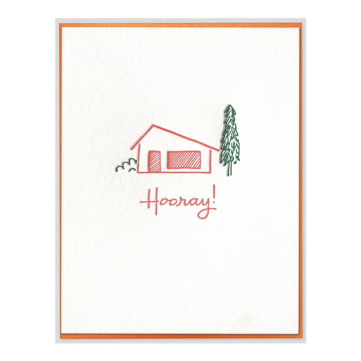 Hooray Home New House Letterpress Congratulations Card for wholesale by INK MEETS PAPER