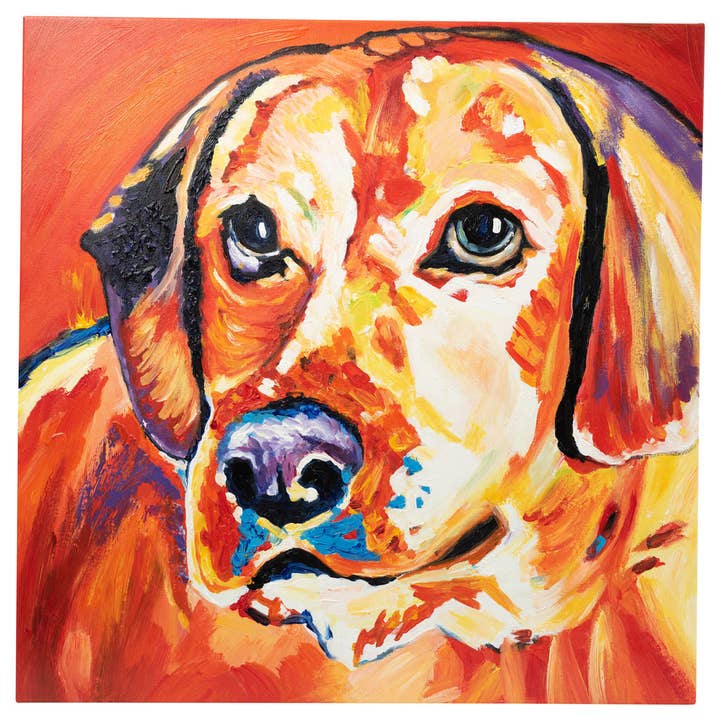 Fun Animal Art – Engroshandel Maleri/tegning – Smuk Labrador Labrador | Håndmalet olie på lærred | 60x60cm. Indrammet
