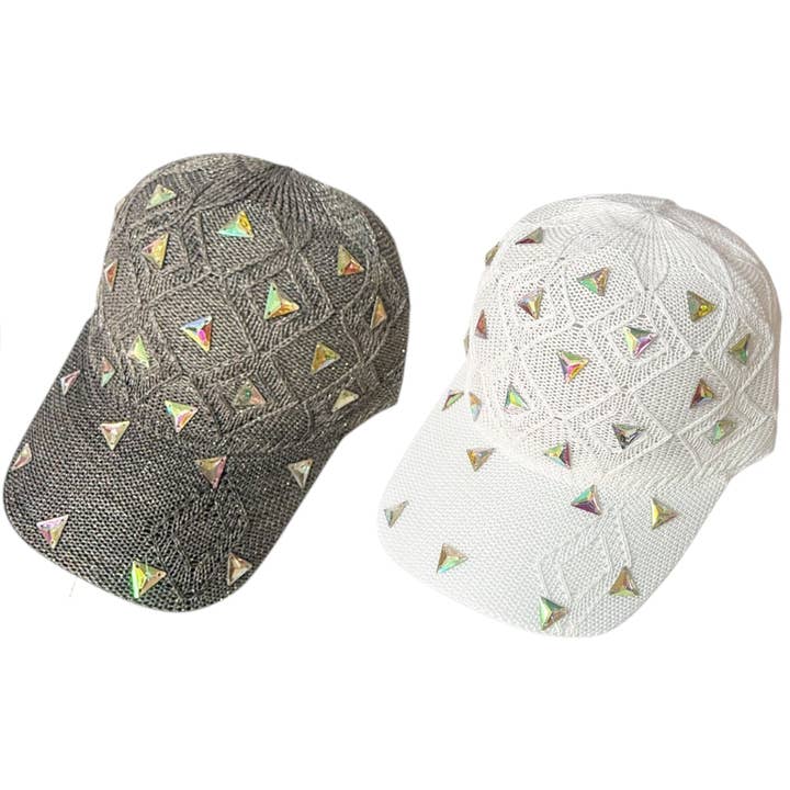 ASSORTED Bling Rhinestone Square Knit Baseball Cap SS41128-44 (12PC) for wholesale on Faire4