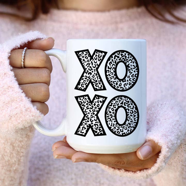 15 oz XOXO keramische koffiemok, Valentijnsdag mok voor wholesale door Amber Marie Design