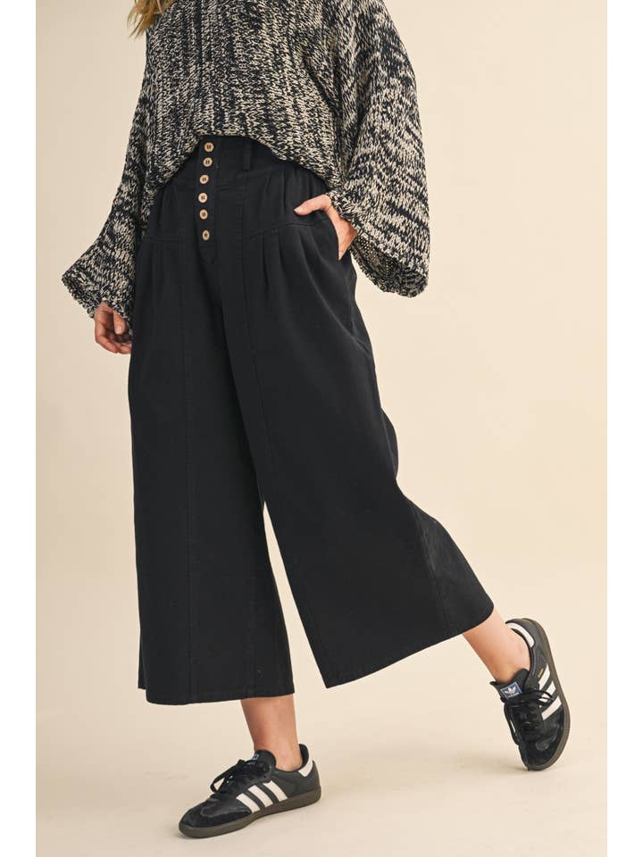 Klesis - Wholesale Pants - Women's - IP1419 COTTON TWILL HIGH WAIST CROPPED WIDE LEG PANTS1