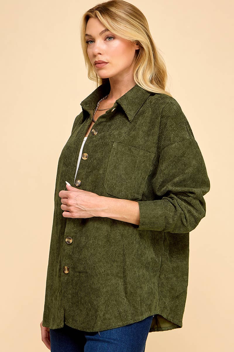 Cezele - Venta al por mayor Camisa con botones - Mujer - Camisa de pana abotonada de gran tamaño2