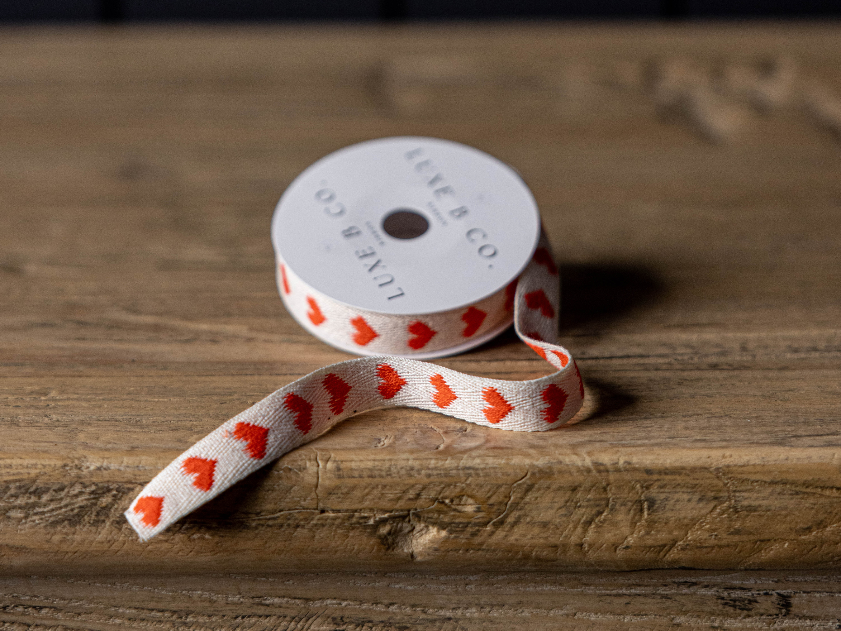 Luxe B Co - Wholesale Ribbon - Gift Wrapping - Ribbon Hearts Coral Holiday Decor0