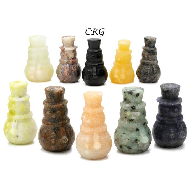 Crystal River Gems LLC - Wholesale Spiritual Stone/Crystal - Snowman Mixed Gemstones Carving Set of 4