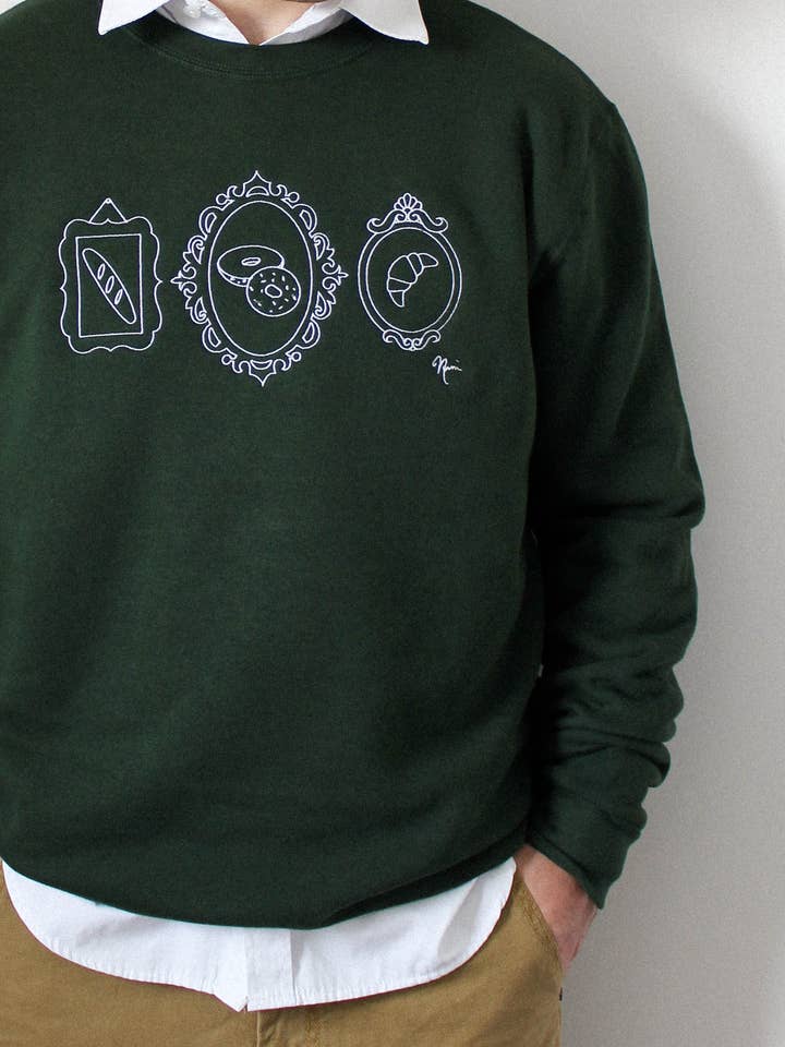 WITH NINI – wholesale Sweatshirt - Unisex – Broderad Art of Crumbs bambutröja (grön)