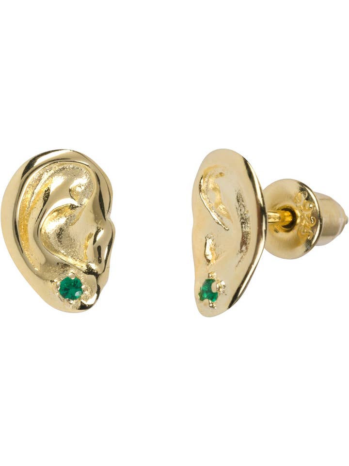 Boucles d'oreilles ornées d'émeraudes, boucles d'oreilles à tige en or 18 carats pour la vente par Fashion Brand Company