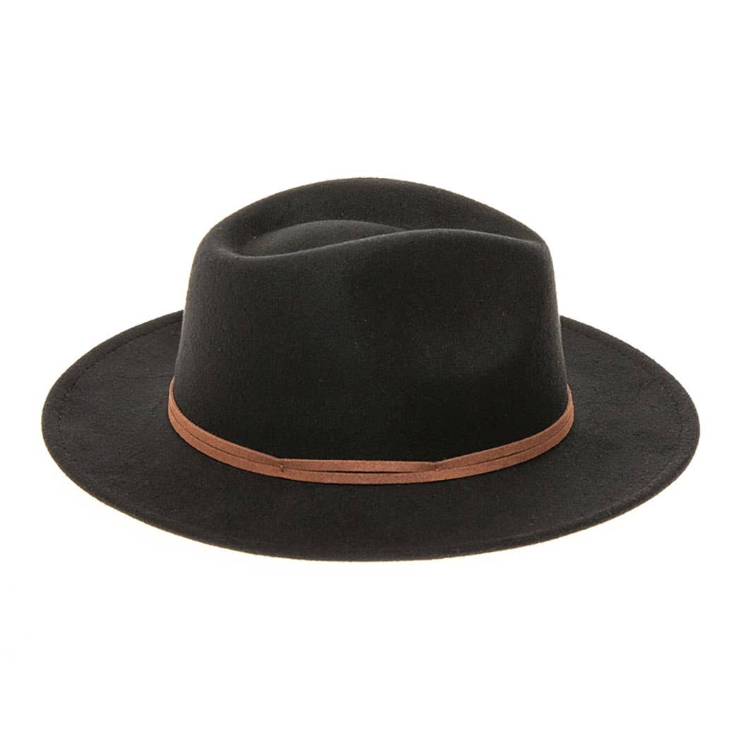 AdornWise – Fedora - Mulher por atacado – Chapéu Fedora de Feltro Vegan com Faixa de Camurça com Nó7