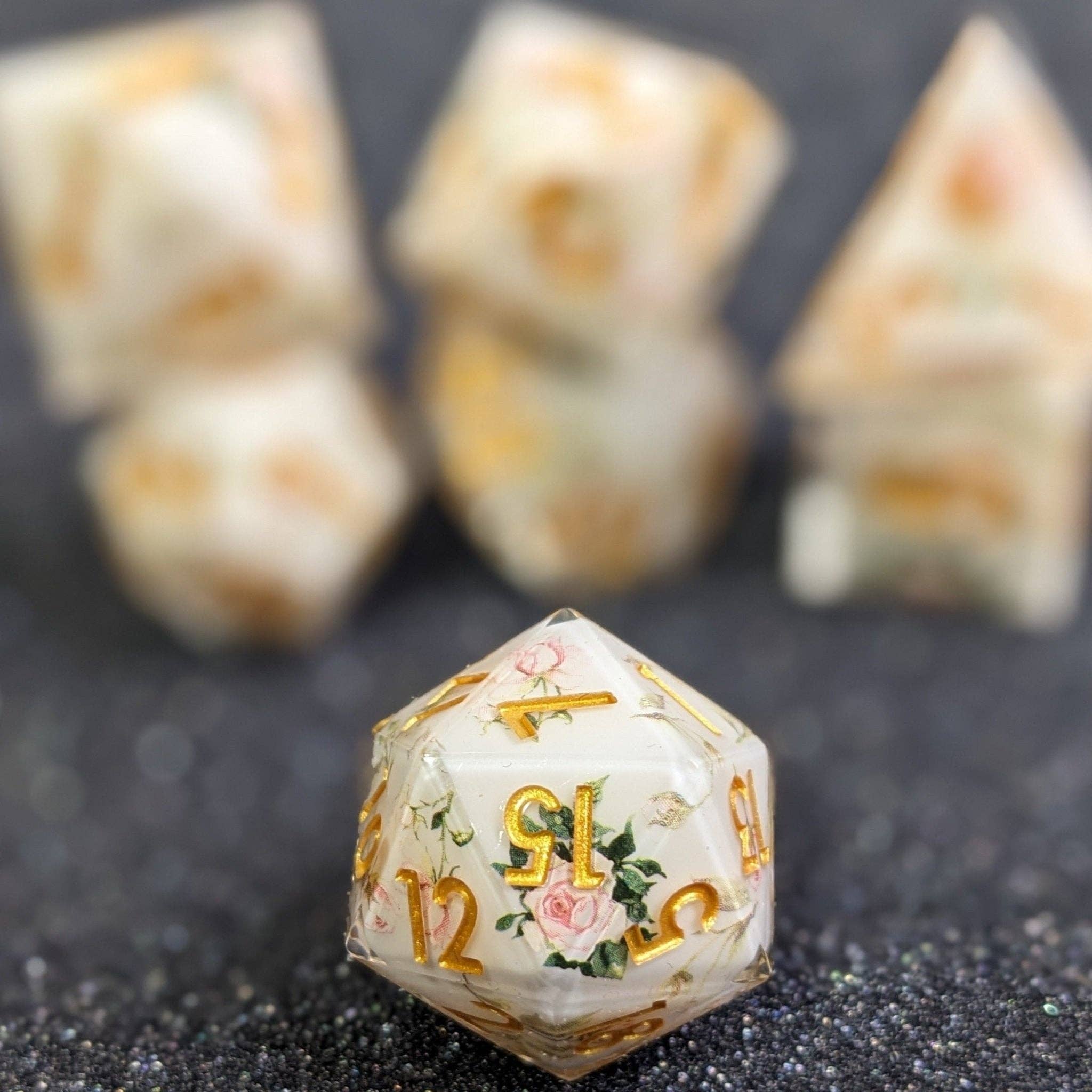 EBONWOOD - Wholesale Dice - Gilded Garden - 7 Piece Luxury D&D Dice Set9
