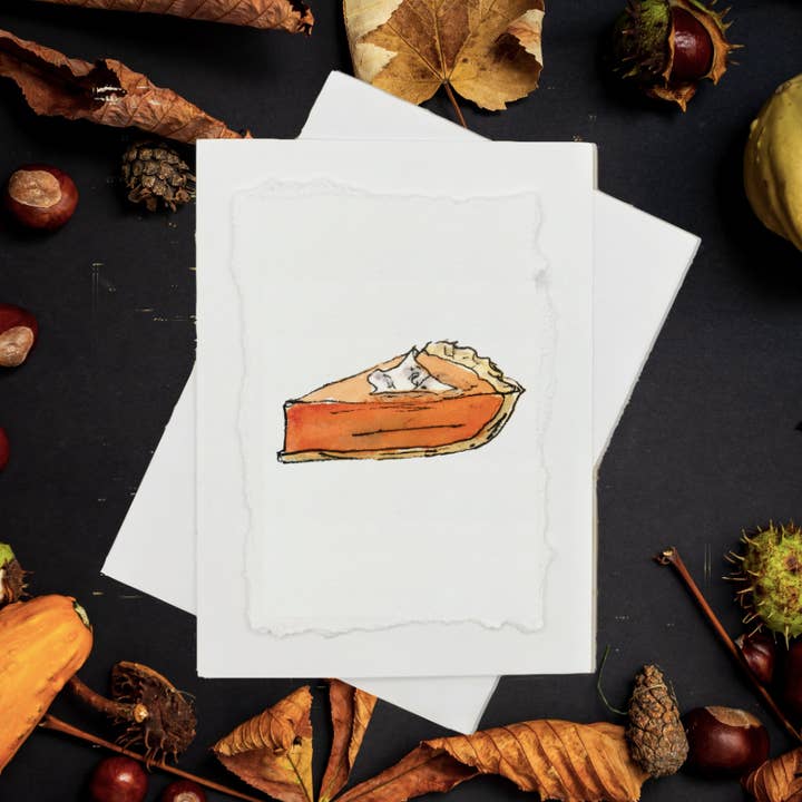 Thanksgiving Pie (blank) - Hand Painted Watercolor Card for wholesale by Irony Art