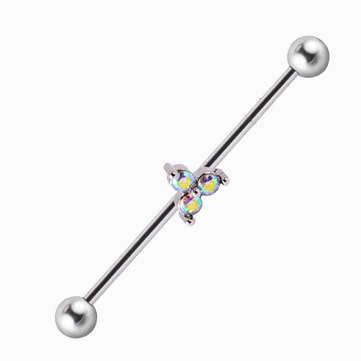 Titanium Colored Zircon Industrial Barbell for wholesale by oumo jewelry