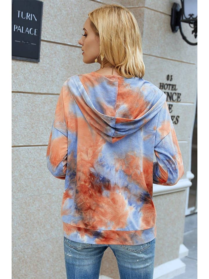 Elings - Wholesale Hoodie – Women's - Trendy Tie Dye Zip Hoodie2
