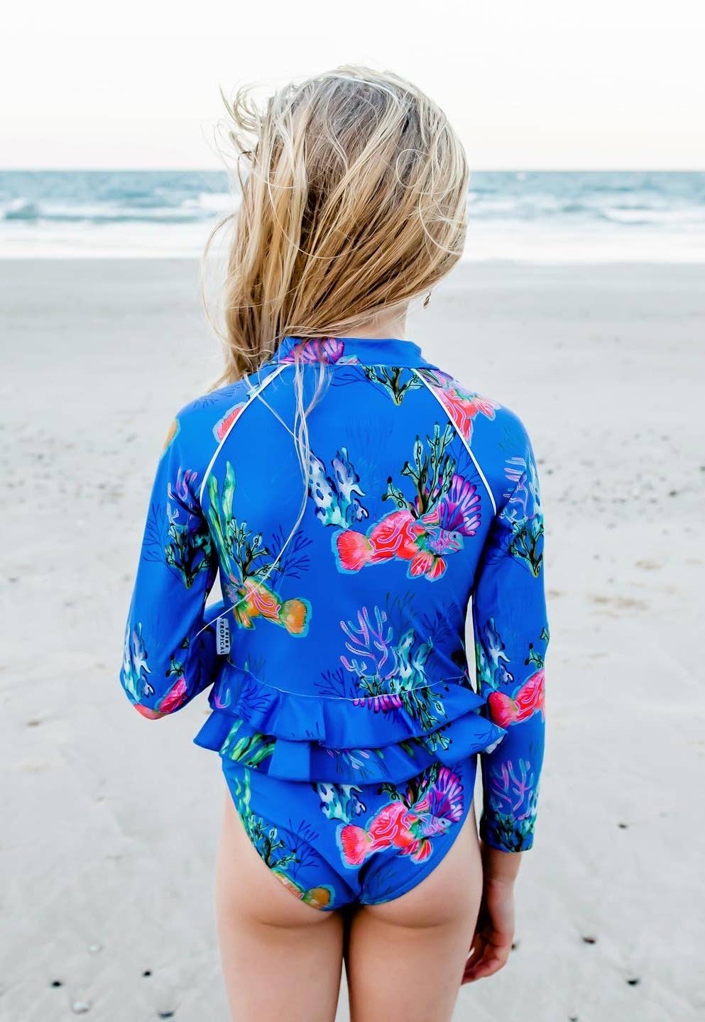 Tribe Tropical - Vente Maillot de bain une pièce – enfant - Maillot de bain à manches longues pour fille UPF50+ - 'Magnetic Island'