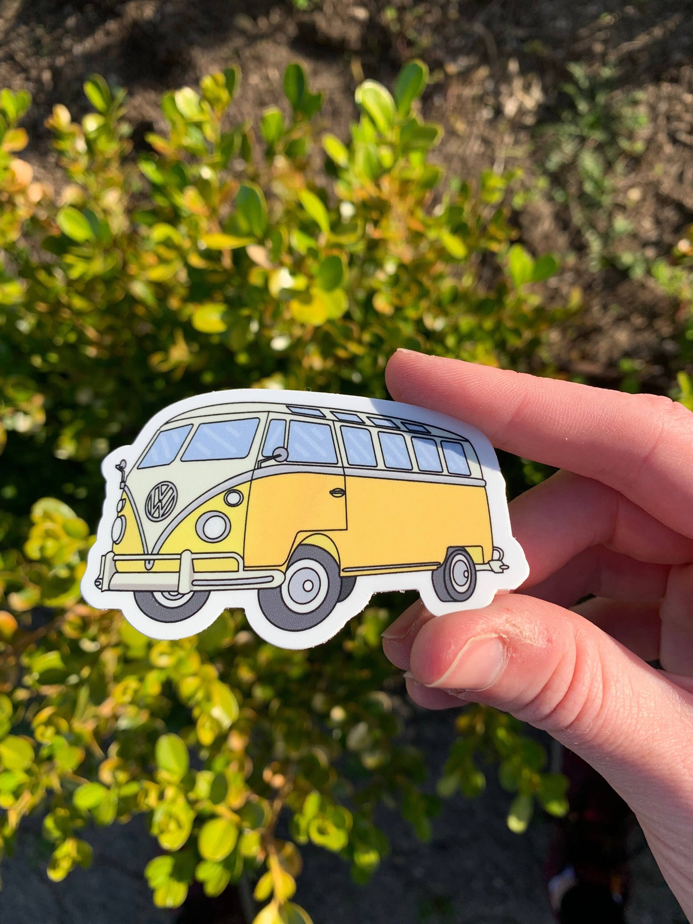 Vintage Summer Time Beach Bound Yellow  Bus Van Ornament 