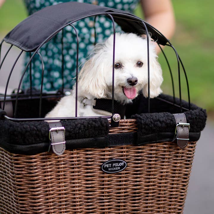 Travelin K9 - Vente Caisse de transport – chien - Panier de transport pour chien pour vélo | Panier pour chien en osier avec housse