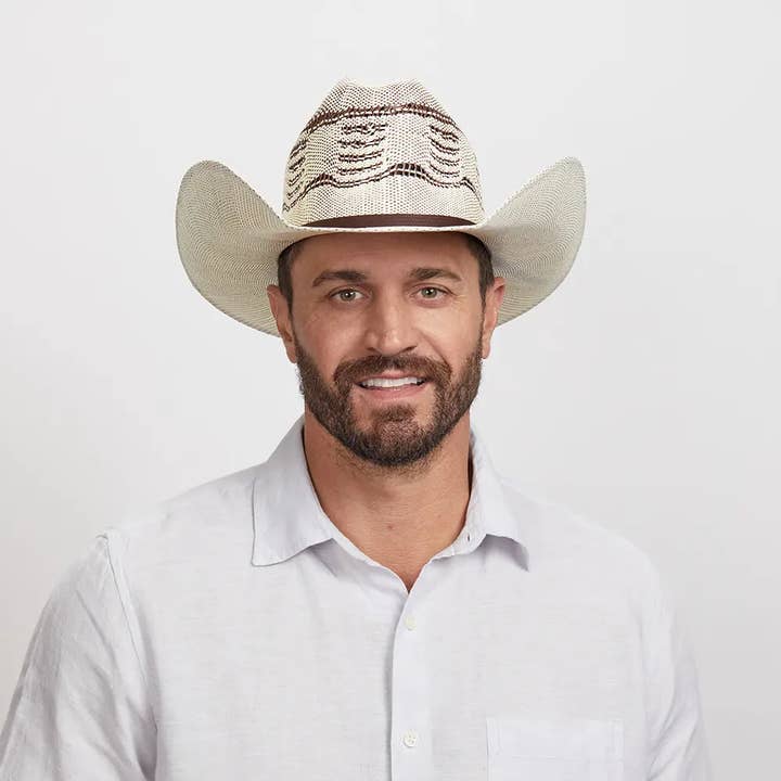 Ivory Straw Western Hat - Style American Trail | Open Sizing 12 for wholesale on Faire