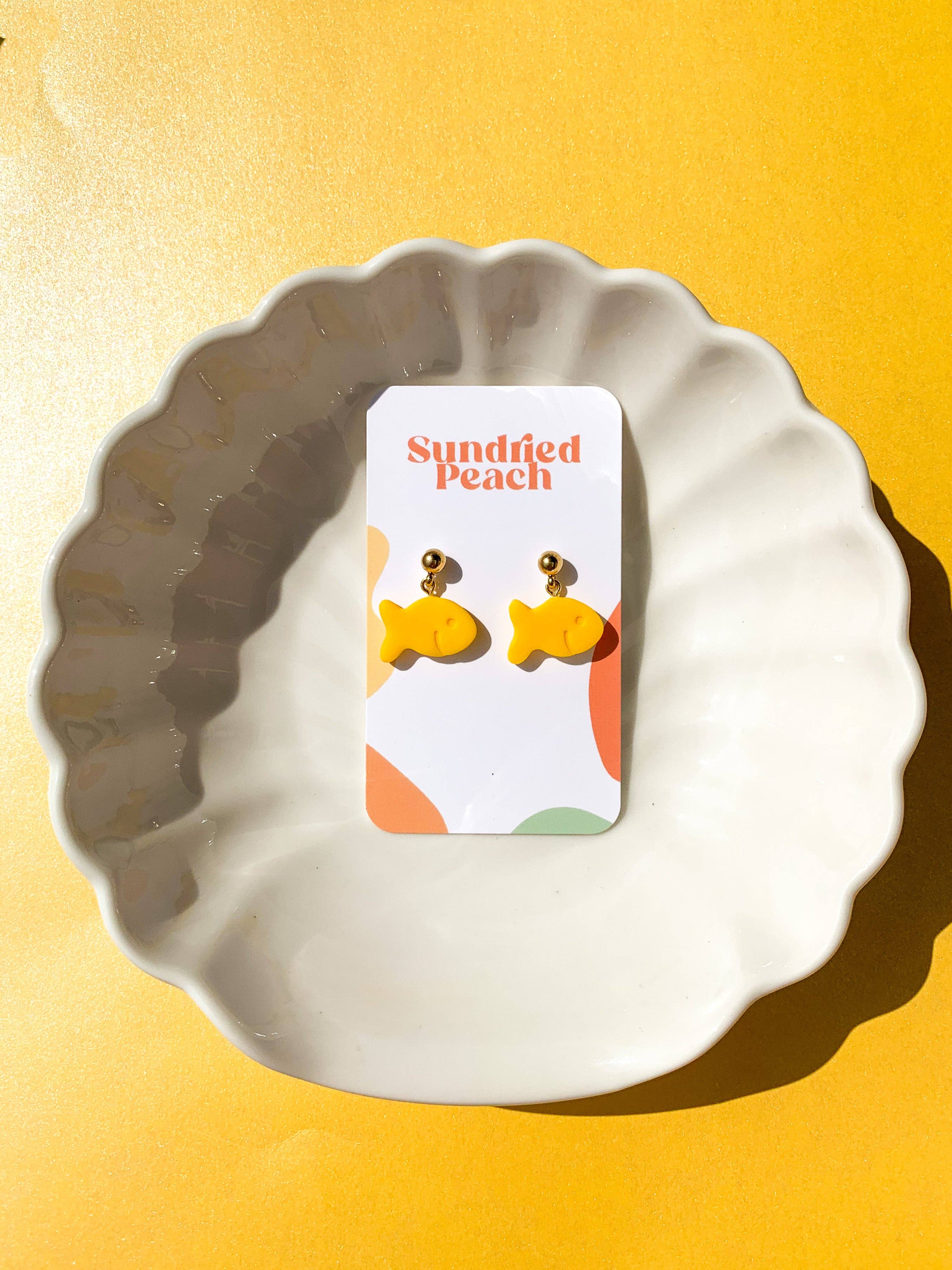 Sundried Peach - Venta al por mayor Pendientes de botón/aretes de poste - Peces de colores1