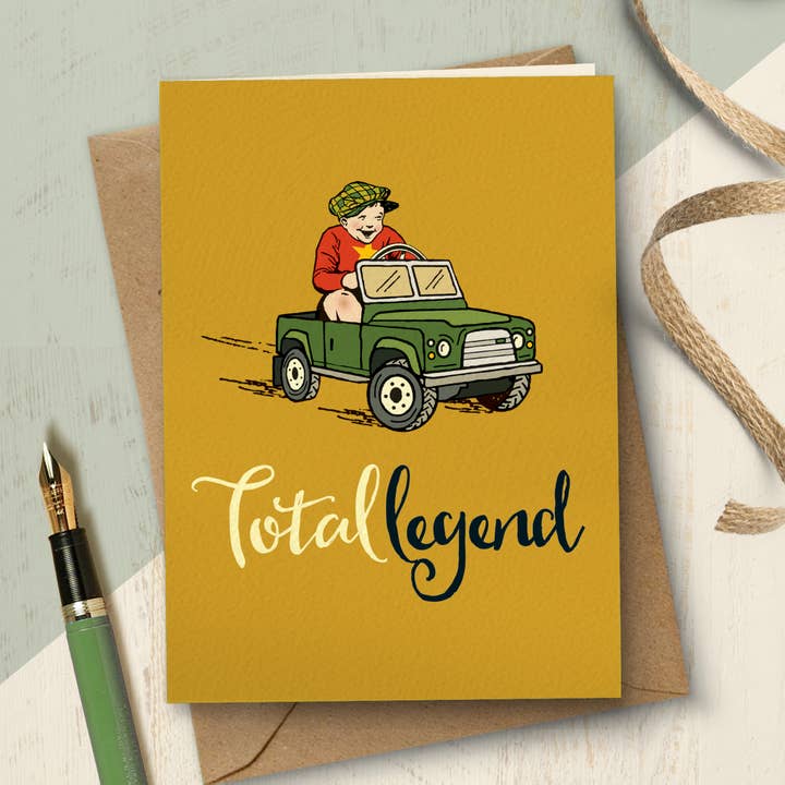 YAH204 Land Rover födelsedagskort för honom, total legend för wholesale av The Typecast Gallery