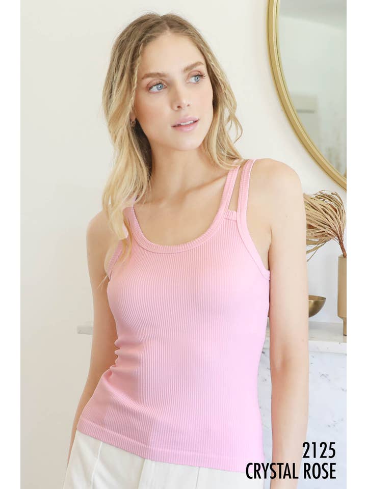NIKIBIKI – Großhandel Tanktop – Damen – NS8212 - Geripptes Tanktop mit Doppelriemen2
