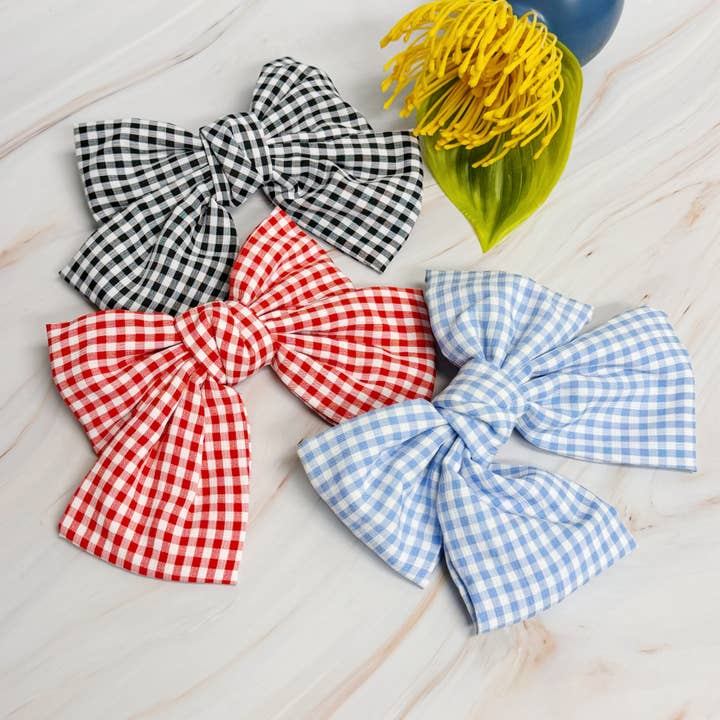 Ellison+Young - Wholesale Hair Clip - Women's - Gingham Bow Pretty Bow Hair Clip