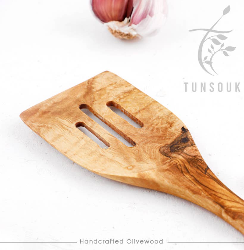 Handcrafted Olivewood - Wholesale Spatula/Turner - Olive Wood Slotted Spatula, Handmade2