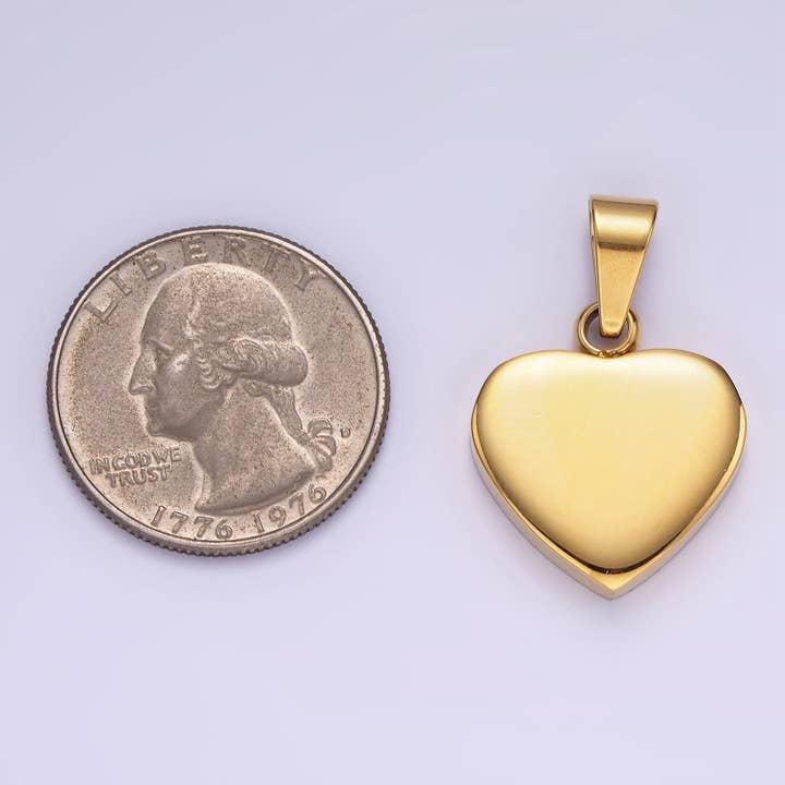 Aim Eternal - Wholesale Individual charm/pendant - Gold Stainless Steel Heart Pendant Silver Blank Heart Charm P-11973
