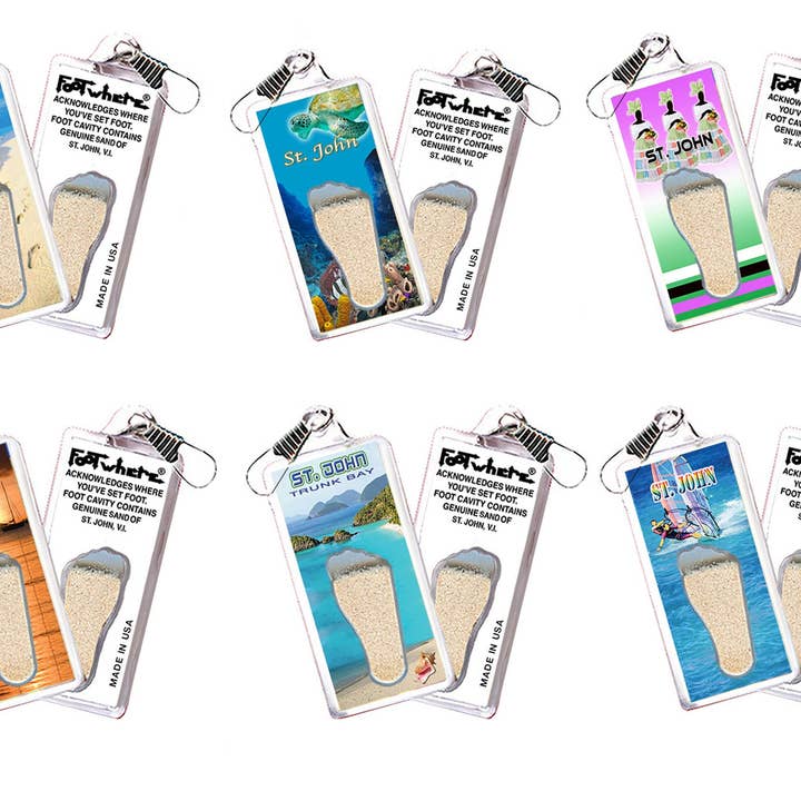 St. John, V.I. Souvenir Tirette FootWhere®. 72 pièces/6 styles assortis. pour la vente par FootWhere- USA Group, Inc.