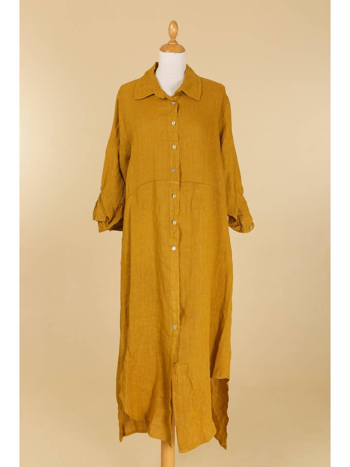 la maison des fibres naturelles - Wholesale Button Down Shirt - Women's - Long shirt dress 68036 100% LINEN29